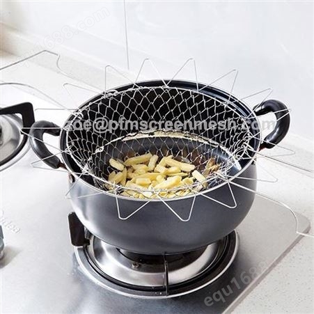 不锈钢折叠油炸篮子家用沥油篮子工具厨房洗菜油炸网篮多功能滤网
