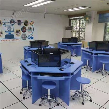 智学校园 教育培训多人电脑桌 彩色组合电脑桌定制
