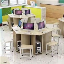智学校园 淄色组合六边形电脑桌 厂家定制