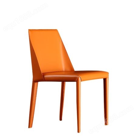 北欧轻奢马鞍皮椅现代极简餐椅家用简约靠背椅DF-023