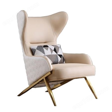 鼎富DF053美式轻奢老虎椅真皮单人沙发客厅卧室网红沙发椅