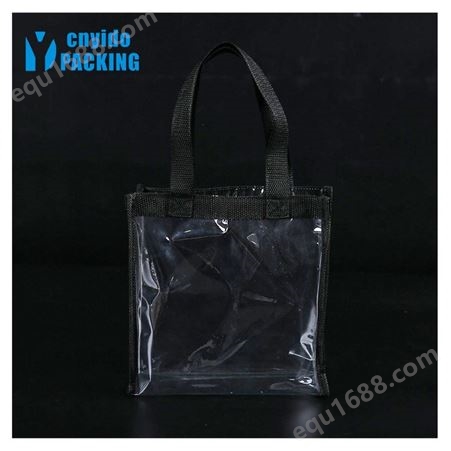 透明PVC车缝手提购物袋 定制可印刷车缝手提透明防水PVC袋现货
