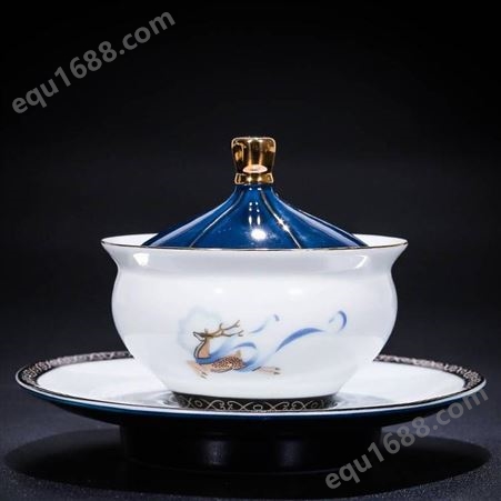 功夫茶具套装 陶瓷茶杯套装 白瓷整套青花瓷茶杯盖碗
