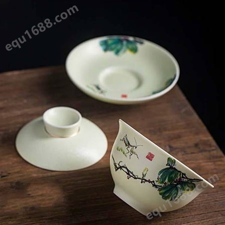 家用陶瓷盖碗茶杯 中式茶碗敬茶三才碗 单个功夫茶泡茶器盖碗