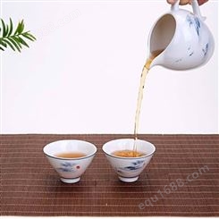 中式清新手绘茶壶 陶瓷泡茶壶茶杯 家用提梁壶功夫茶具