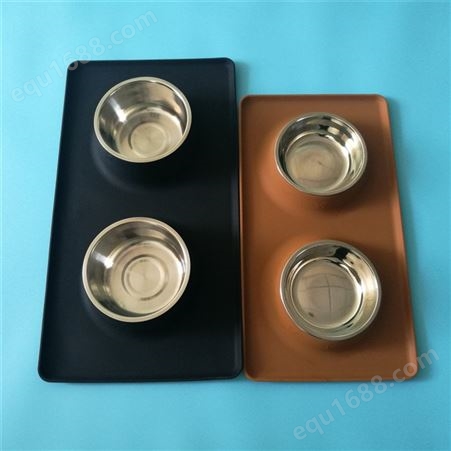 厂家供应吸盘硅胶宠物碗垫带不锈钢双碗可定制LOGO