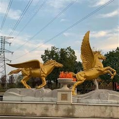 黄铜铸造带翅膀生肖马雕塑 园林广场标志性动物景观雕塑