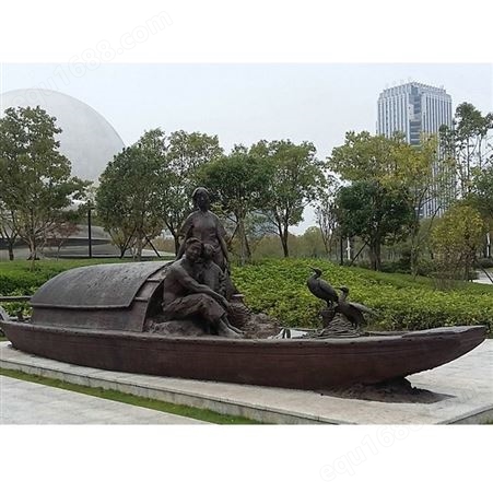 户外雕塑艺术品划船铜摆件旅游景区铸铜工艺装饰品