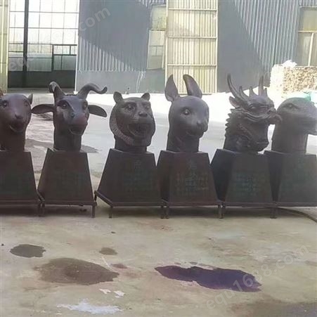 厂家十二生肖头像雕塑铸铜兽首摆件喷水动物雕塑定做