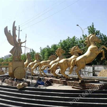 欧式天使人物与群马雕塑 大型户外广场景观雕塑定做