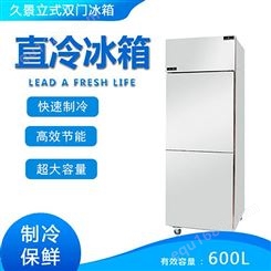 久景立式双门冰箱全冷藏冷冻双温厨房商用不锈钢保鲜冰柜SREP-70
