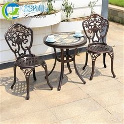 广州舒纳和庭院铸铝桌椅长桌组合欧式花园露台室外休闲铁艺桌椅 欧式花园露台桌椅