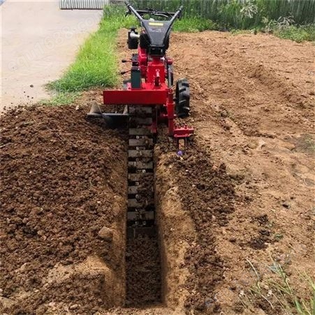 管道开沟机 多功能农田挖沟设备 自走式手扶挖沟机