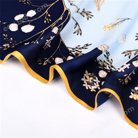 真丝丝巾 拼接纯色仿真丝巾 常年供应 和林服饰