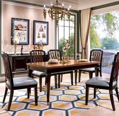 胡桃木餐桌椅组合小户型简约风格圆形饭桌桌子中式家用实木餐桌