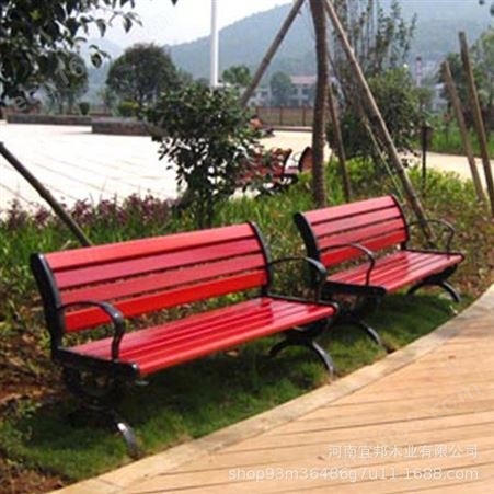 公园椅实木靠背座椅塑木长椅户外防腐实木园林休闲椅广场排椅铸铝