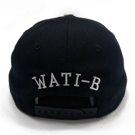 冠达帽业 立体刺绣字母logo平沿帽 PU皮嘻哈帽定制 帽子订制厂家