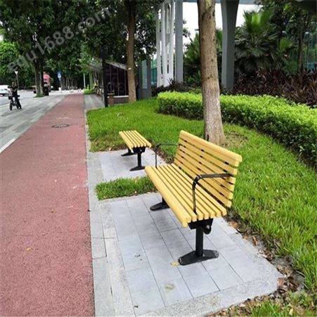 公园 户外休闲实木长椅子塑木公共座椅园林庭院凳铁艺铸铝长条椅