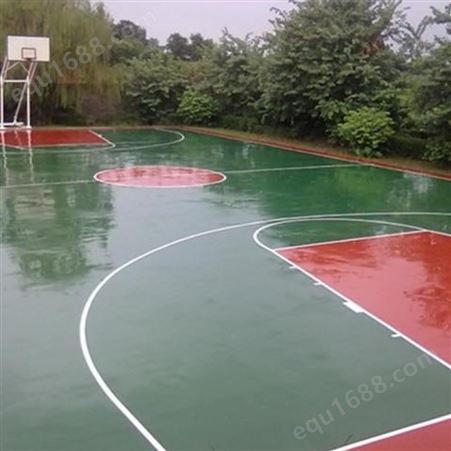 鹏远室外建设篮球场 球场硅PU施工 5mm硅pu篮球场铺设