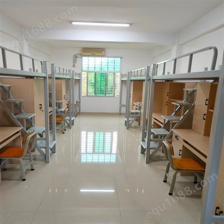 下桌双层钢制大学生儿童高低铁架床学校宿舍连体公寓床定制