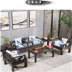中式古典客厅仿古实木沙发组合 多功能南榆木双人沙发批发