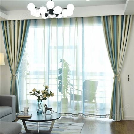 公寓大厦别墅高温定型工艺布艺窗帘定做 高紧密面料